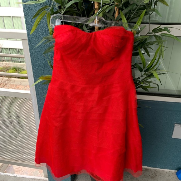 New Adrianna Papell red tulle tiered dress 6 - Picture 4 of 6